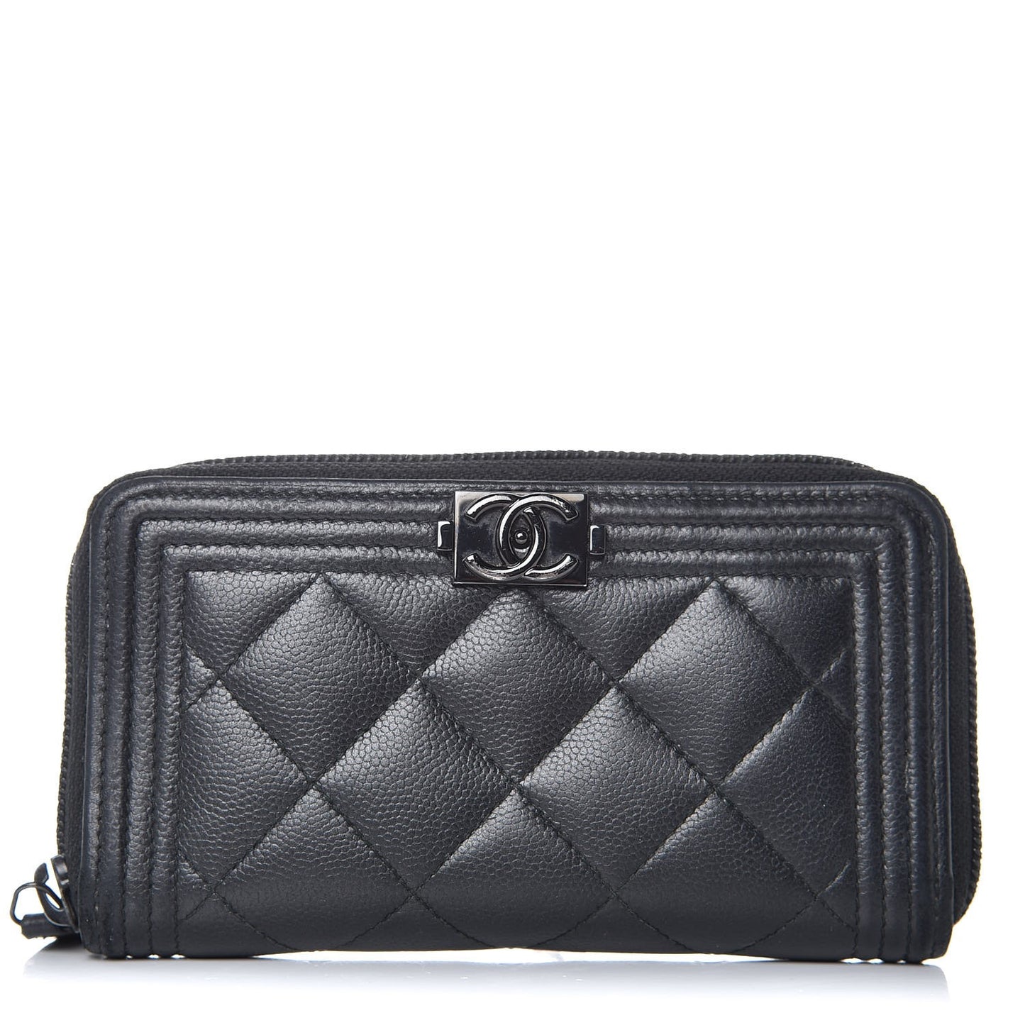 Caviar Quilted Boy Small Zip Around Wallet So Black