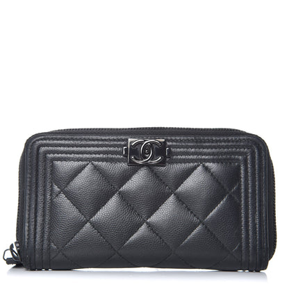 Chanel Caviar Quilted Boy Small Zip Around Wallet So Black 1 of 21
