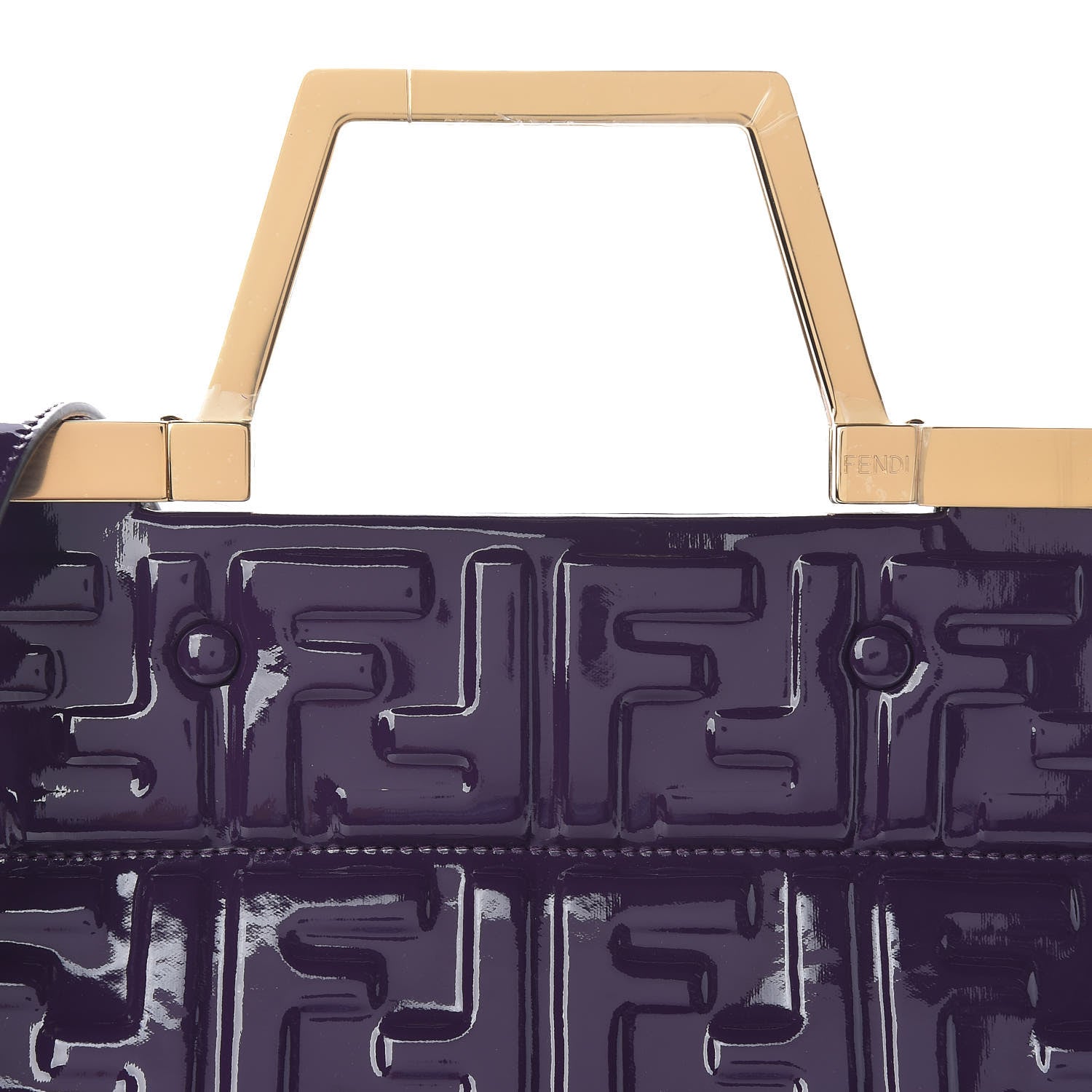 Fendi Patent FF 1974 Embossed Small Shopping Flap Bag Viola 7 of 9