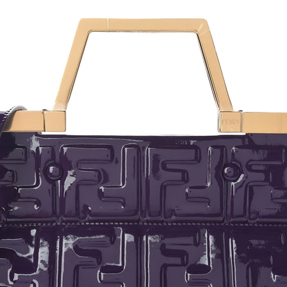 Fendi Patent FF 1974 Embossed Small Shopping Flap Bag Viola 7 of 9