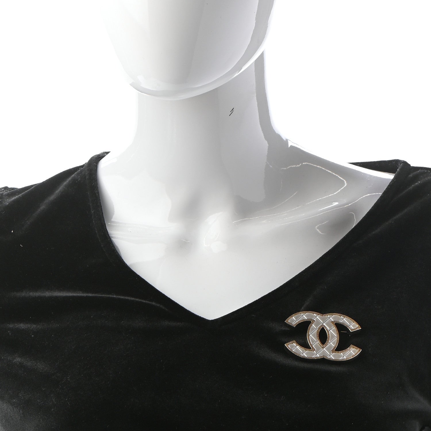 Chanel Metal Quilted CC Brooch Silver Gold 2 of 5