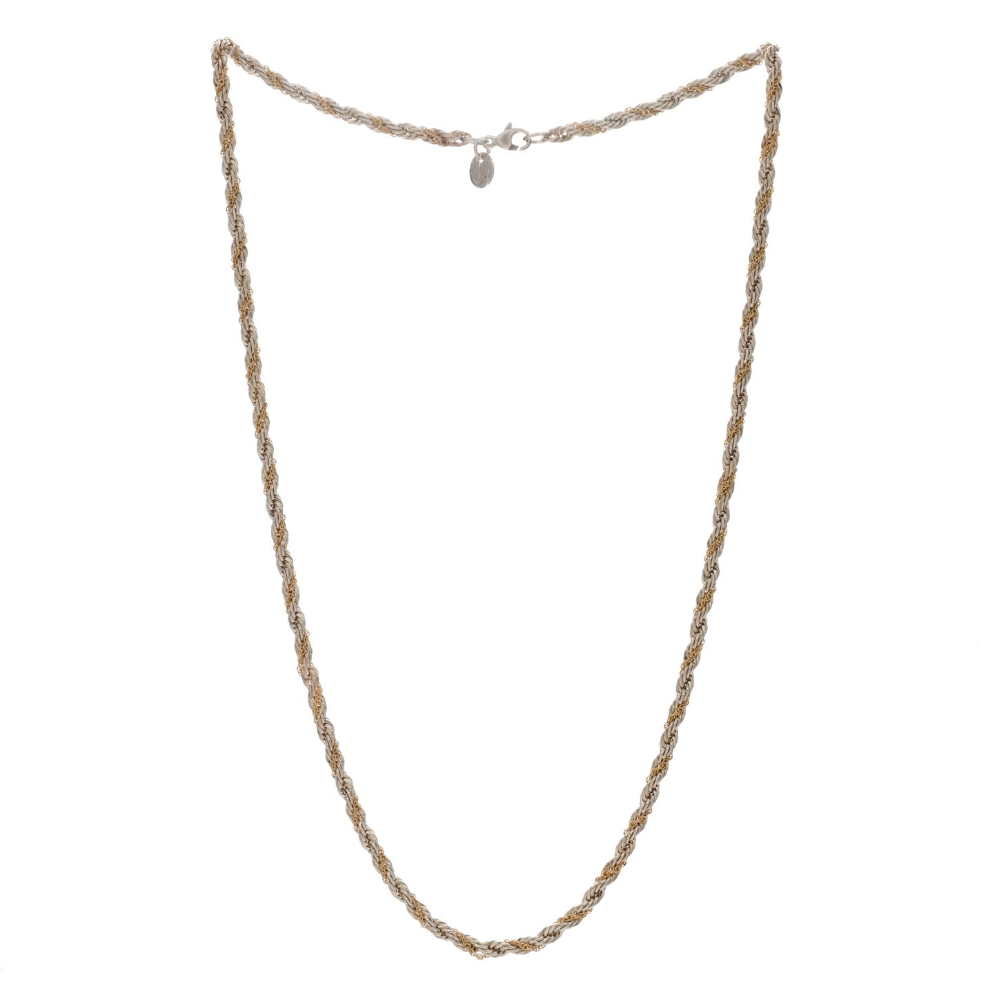 Sterling Silver 18K Yellow Gold Rope Chain Necklace 18"