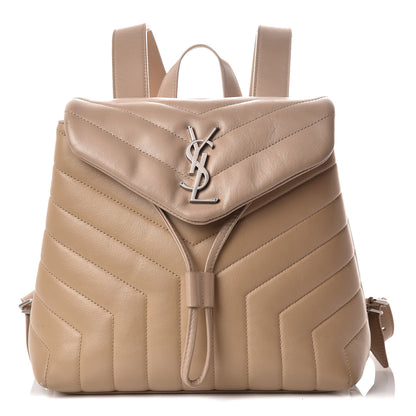 Saint Laurent Calfskin Y Quilted Monogram Small Loulou Backpack Nude Powder 1 of 14