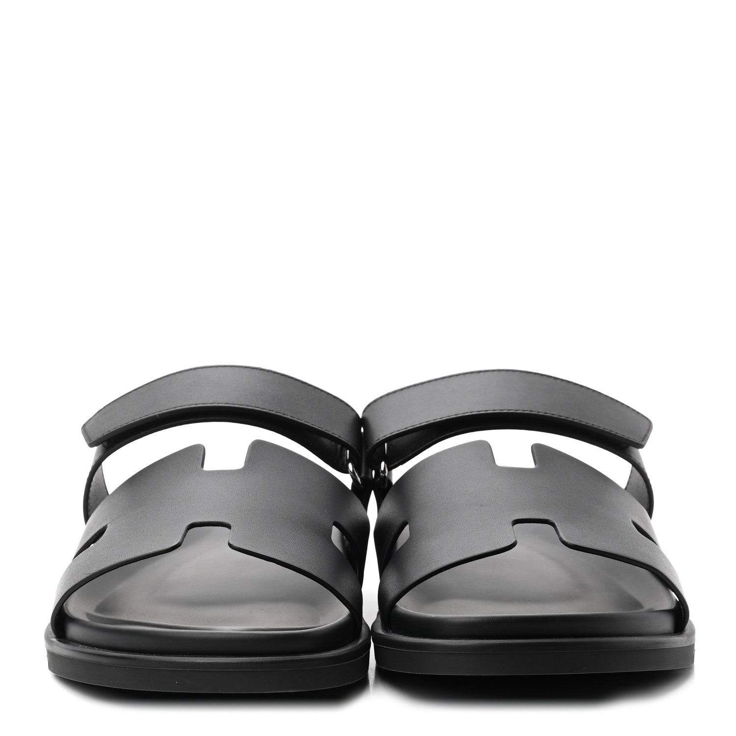 Hermes Calfskin Mens Chypre Sandals 44 Black 2 of 8
