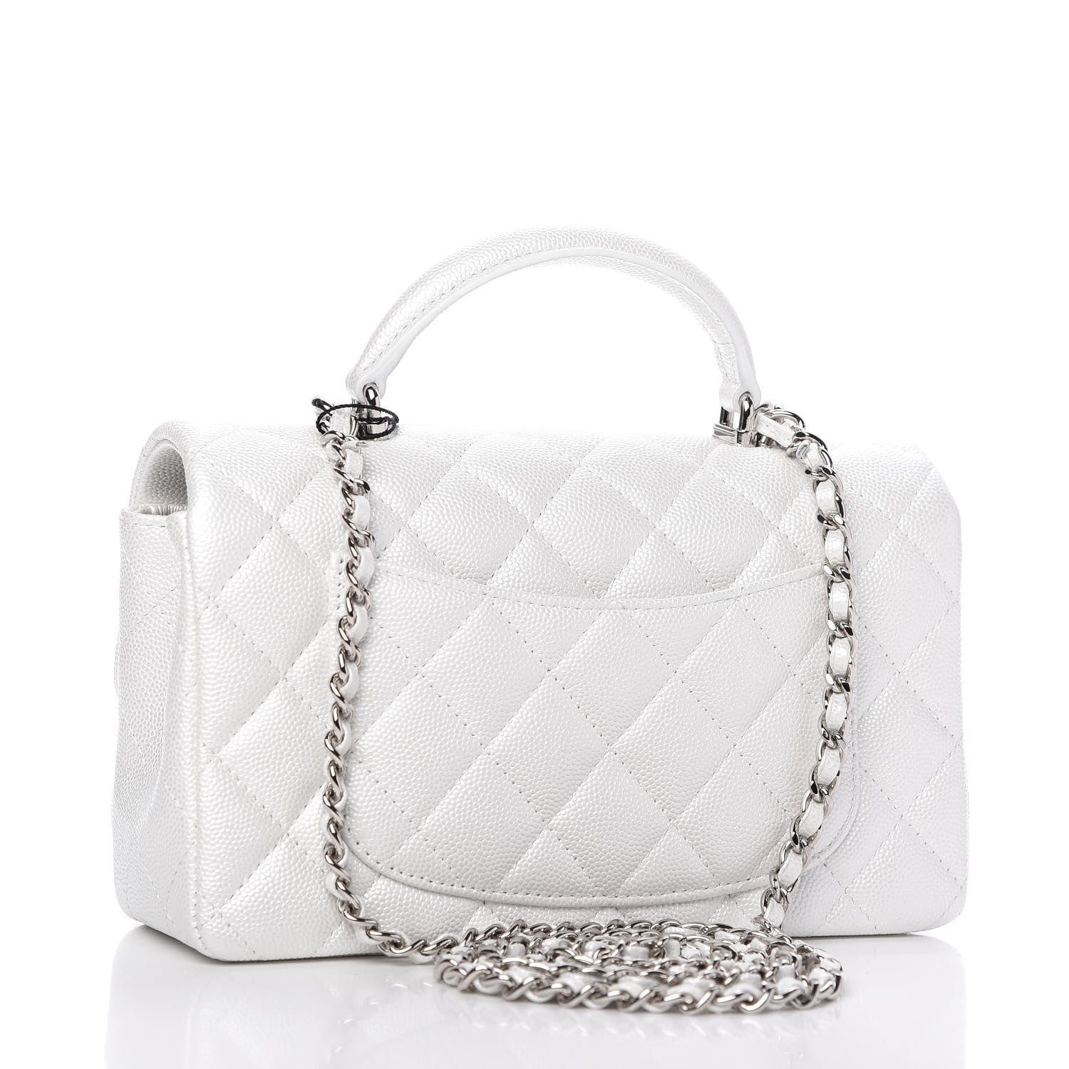 Chanel Iridescent Caviar Quilted Mini Top Handle Rectangular Flap White 3 of 11