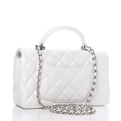 Chanel Iridescent Caviar Quilted Mini Top Handle Rectangular Flap White 3 of 11