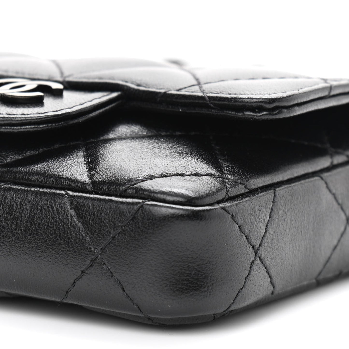Lambskin Quilted Mini Chain Belt Bag So Black