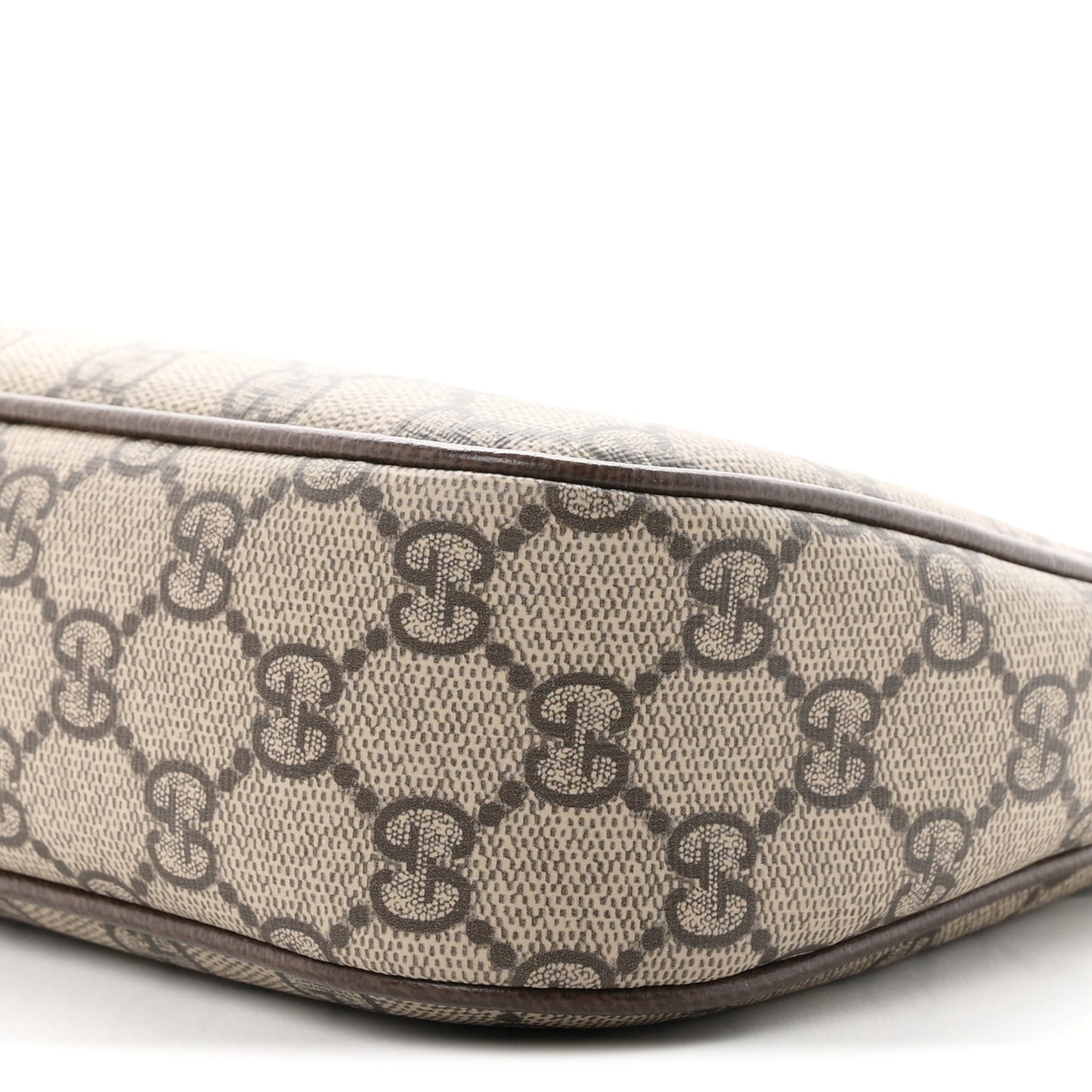 GG Supreme Monogram Textured Dollar Calfskin Web Small Ophidia GG Handbag Beige Ebony New Acero