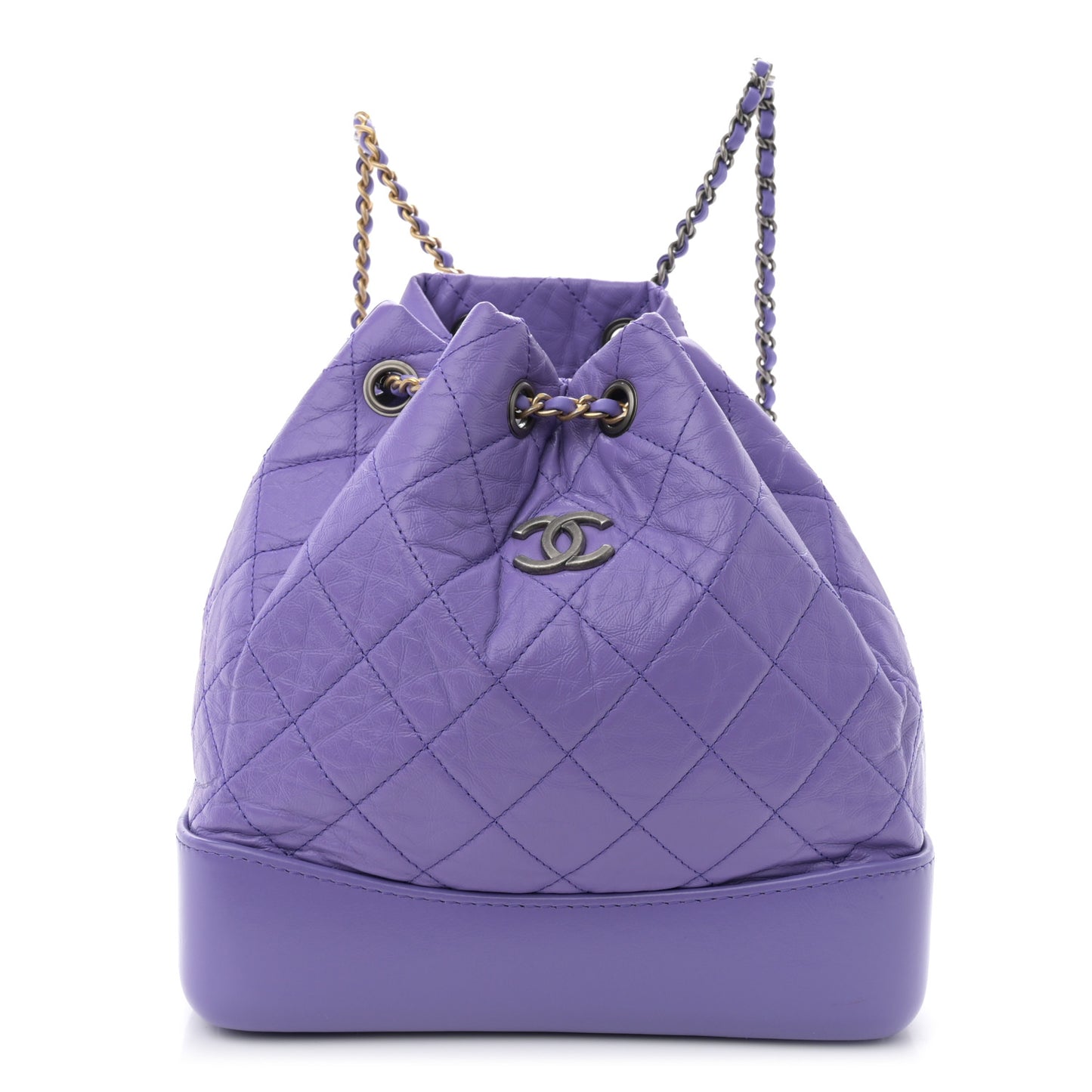 Aged Calfskin Quilted Small Gabrielle Backpack Purple