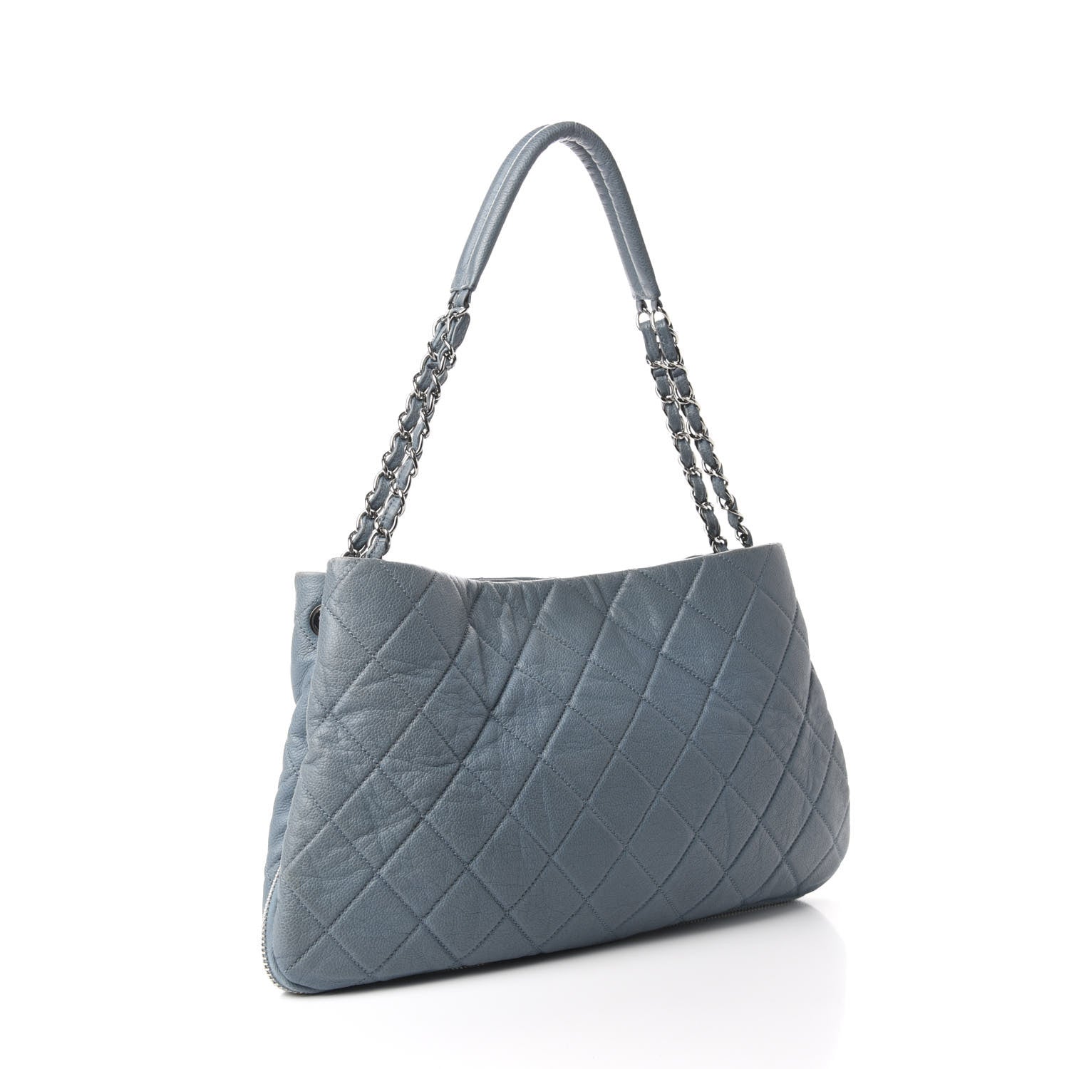 Chanel Caviar Quilted Expandable Zip Shoulder Bag Blue 3 of 11