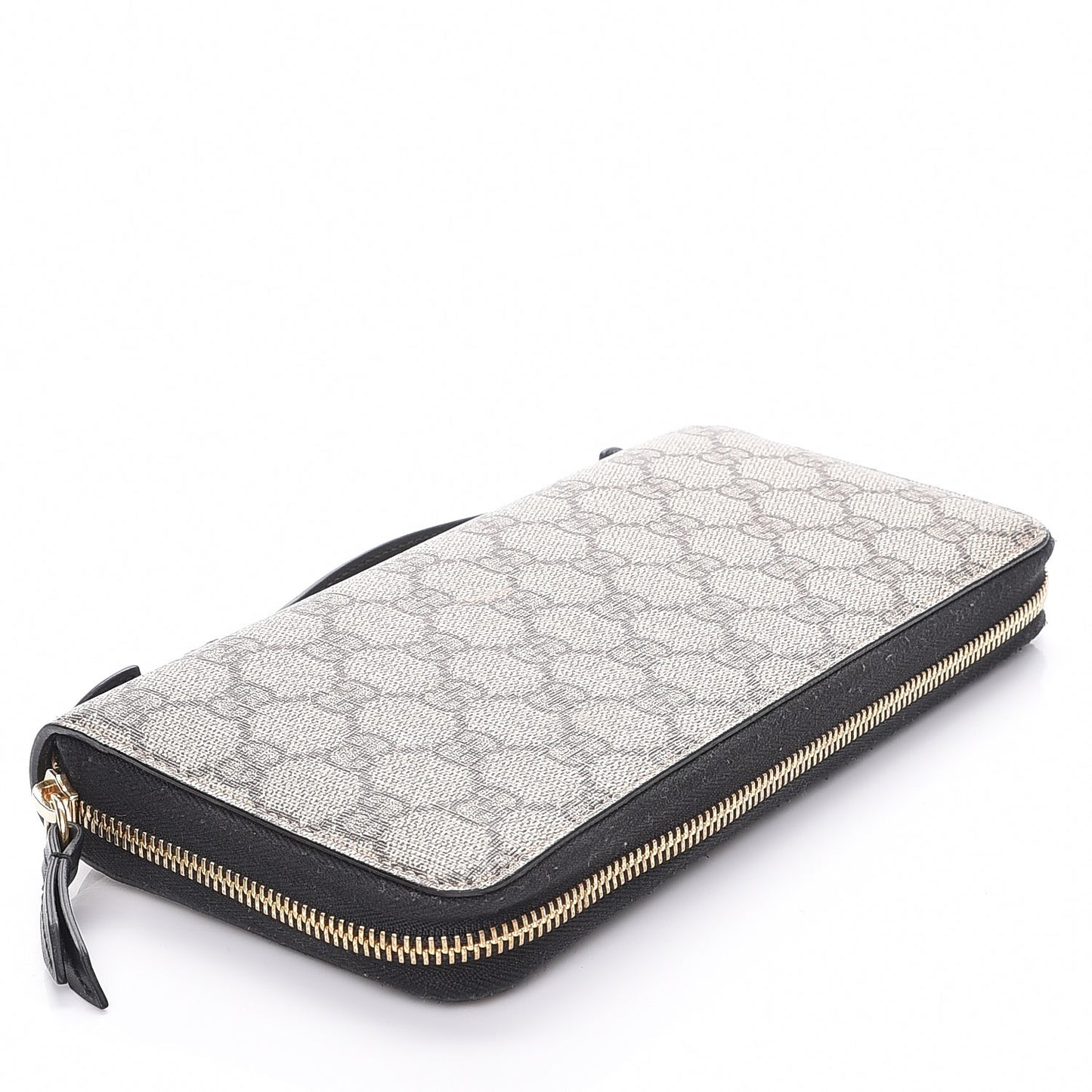 GG Supreme Monogram Top Handle Zip Around Wallet Black