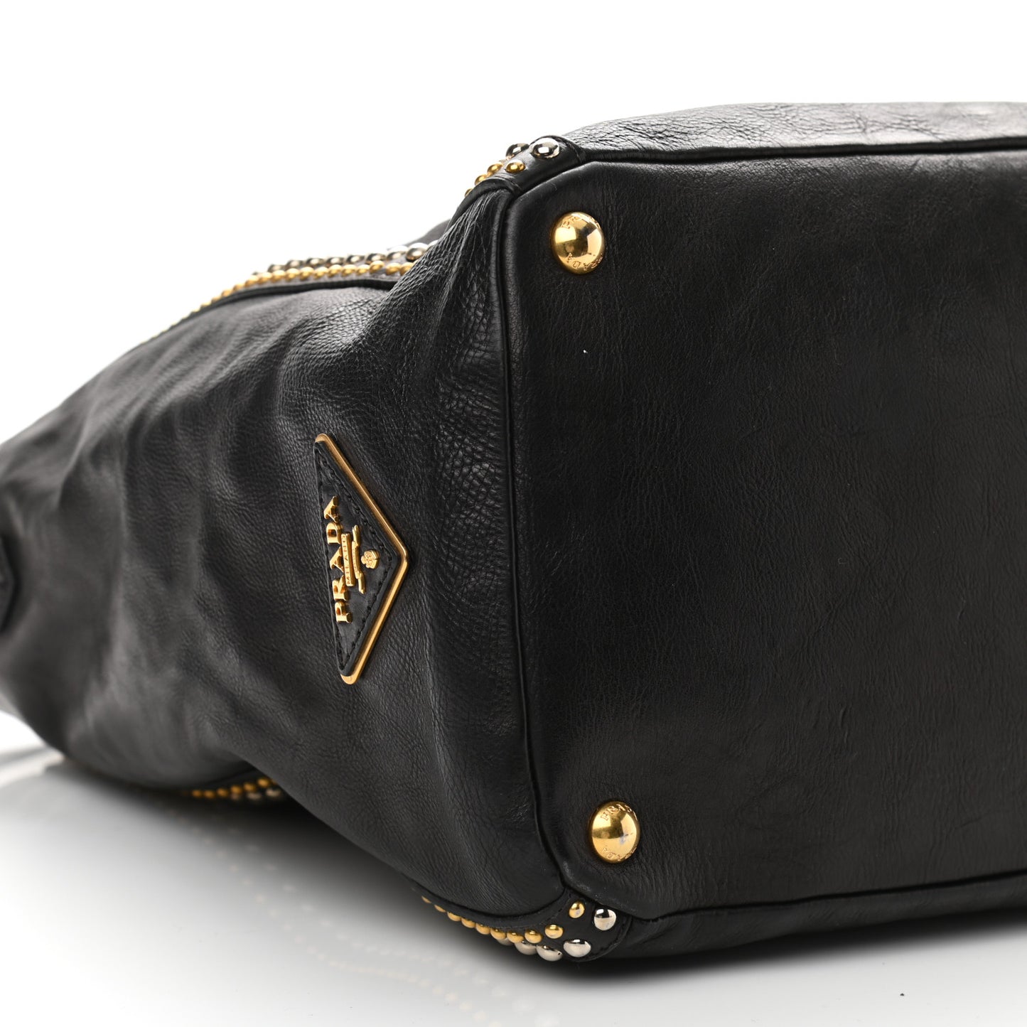Glace Calf Studded Tote Black