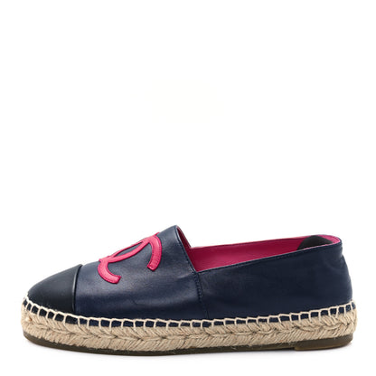 Chanel Lambskin CC Espadrilles 36 Navy Fuchsia Black 1 of 11