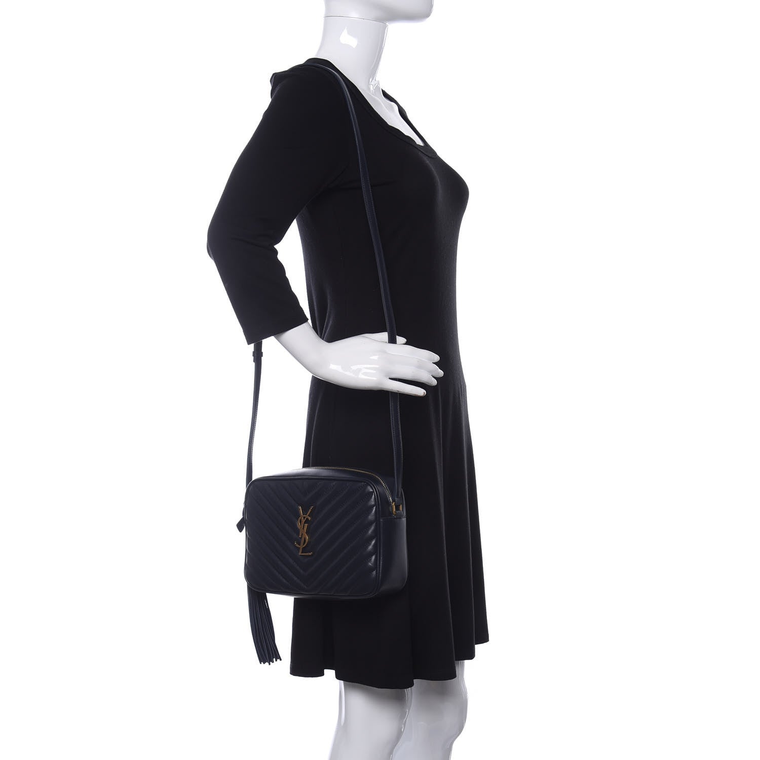 Saint Laurent Calfskin Matelasse Monogram Lou Camera Bag Navy 2 of 11