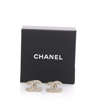 Chanel Crystal Timeless CC Earrings Light Gold 5 of 5