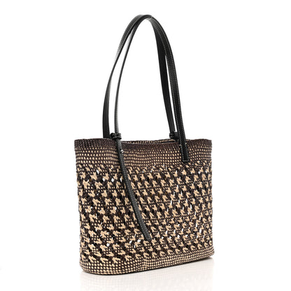 Loewe Calfskin Raffia Paula's Ibiza Small Basket Tote Natural Navy Blue 3 of 10