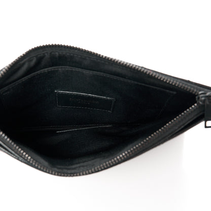 Saint Laurent Grain De Poudre Chevron Monogram Monochrome Bill Pouch Black 4 of 8