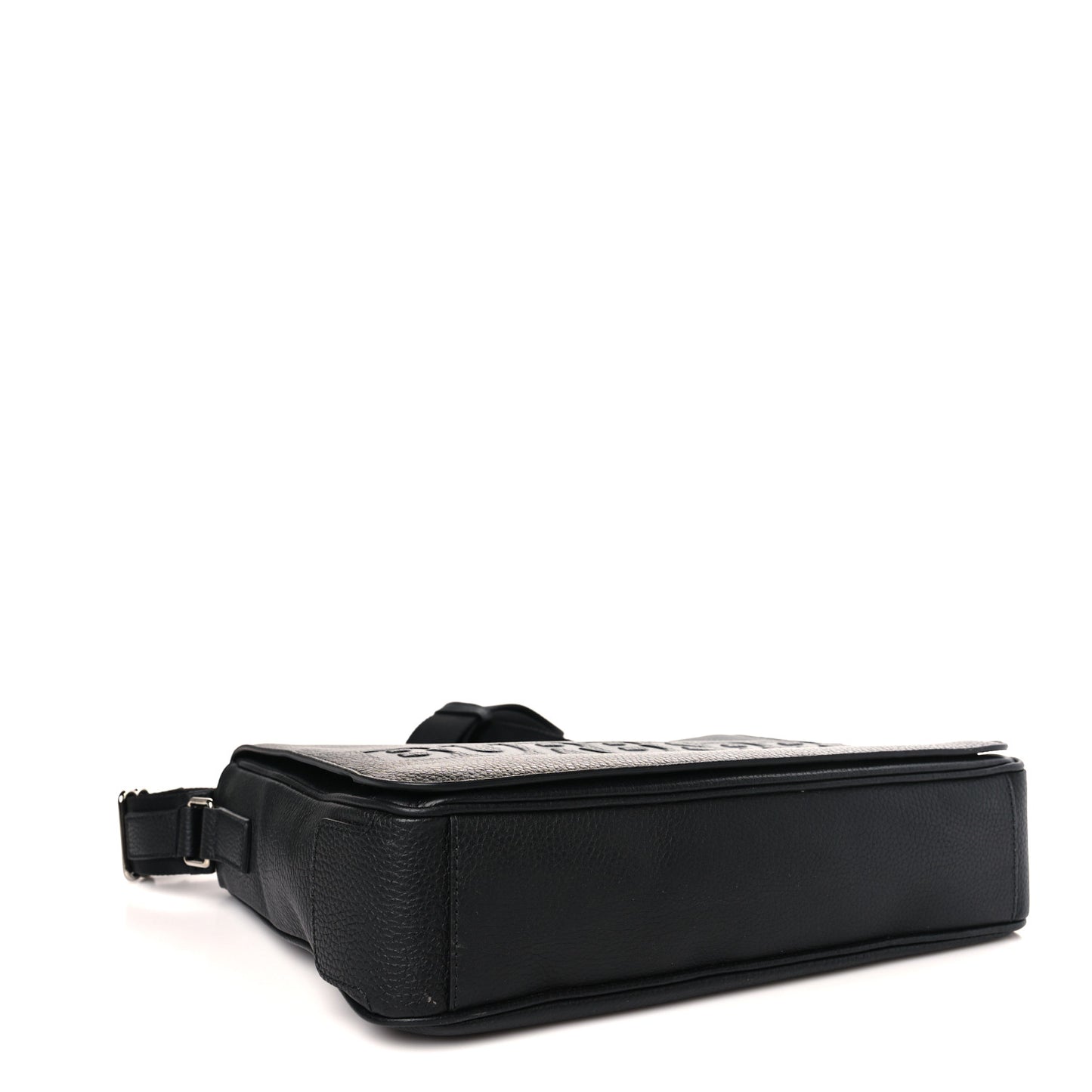 Grainy Calfskin Embossed Bruno Messenger Black