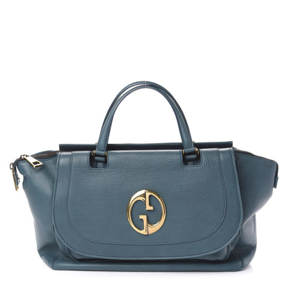 Gucci Pebbled Calfskin Medium 1973 Top Handle Satchel Deep Cobalt 1 of 10