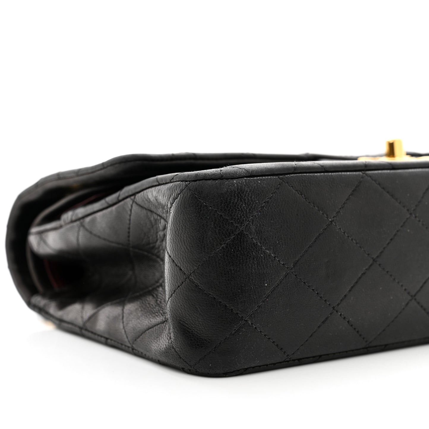 Lambskin Quilted Medium Double Flap Black