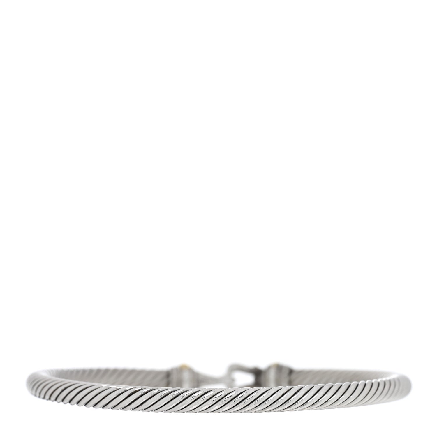 David Yurman Sterling Silver 18K Yellow Gold 4mm Cable Classic Buckle Bracelet 2 of 3