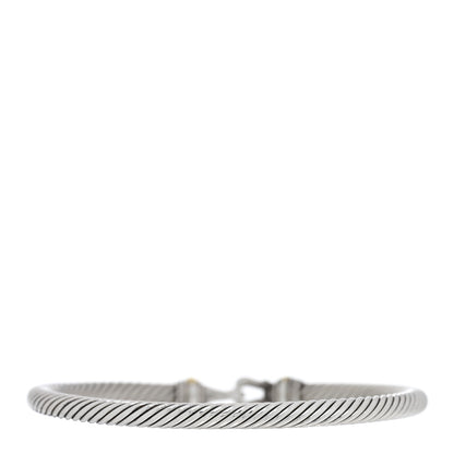 David Yurman Sterling Silver 18K Yellow Gold 4mm Cable Classic Buckle Bracelet 2 of 3