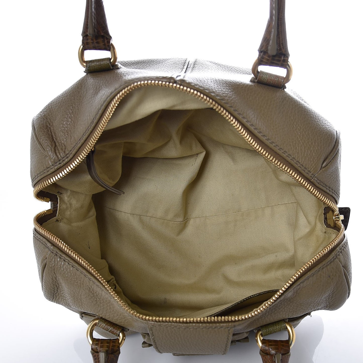 Pebbled Calfskin Lizard Boston Bag Brown