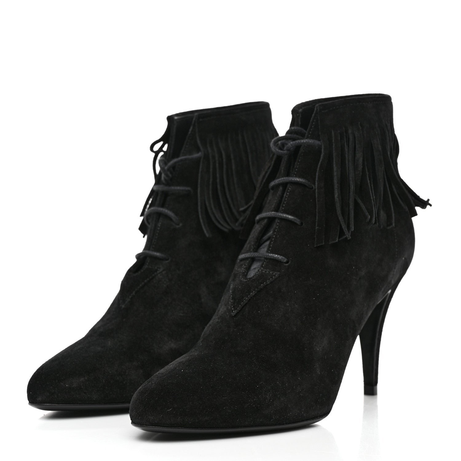 Saint Laurent Suede Fringe Otterproof Light Anita 85 Ankle Boots 36 Black 3 of 9