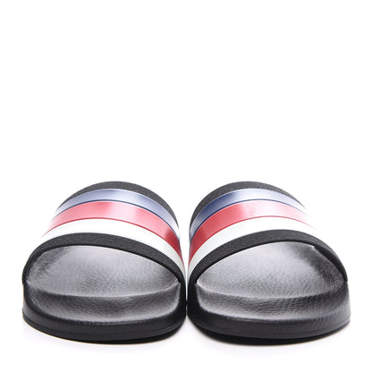 Gucci Rubber Web Mens Pool Slide Sandals 11 Black Mystic White Hibiscus Red Marine 4 of 10