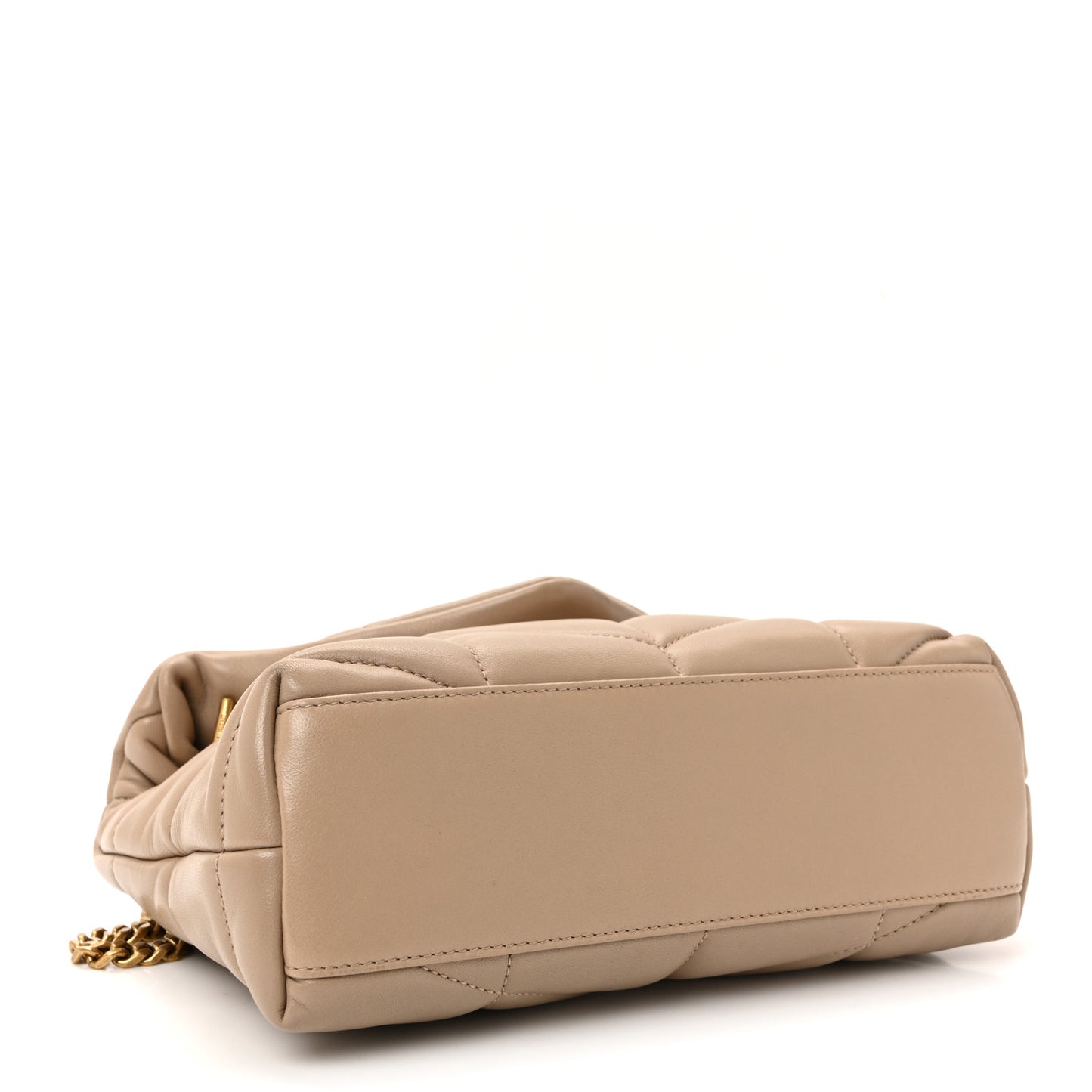 Lambskin Quilted Toy Loulou Puffer Monogram Chain Satchel Dark Beige