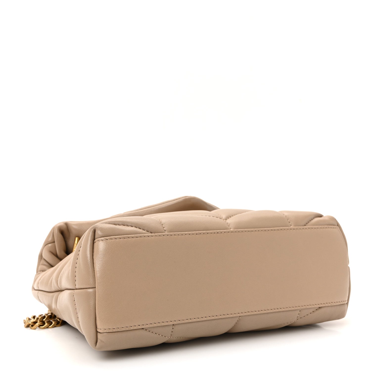 Saint Laurent Lambskin Quilted Toy Loulou Puffer Monogram Chain Satchel Dark Beige 4 of 9