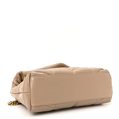 Saint Laurent Lambskin Quilted Toy Loulou Puffer Monogram Chain Satchel Dark Beige 4 of 9