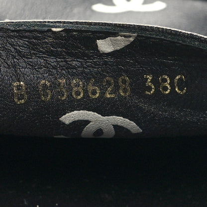 Chanel Lambskin Printed CC Espadrilles 38 Black White 6 of 9
