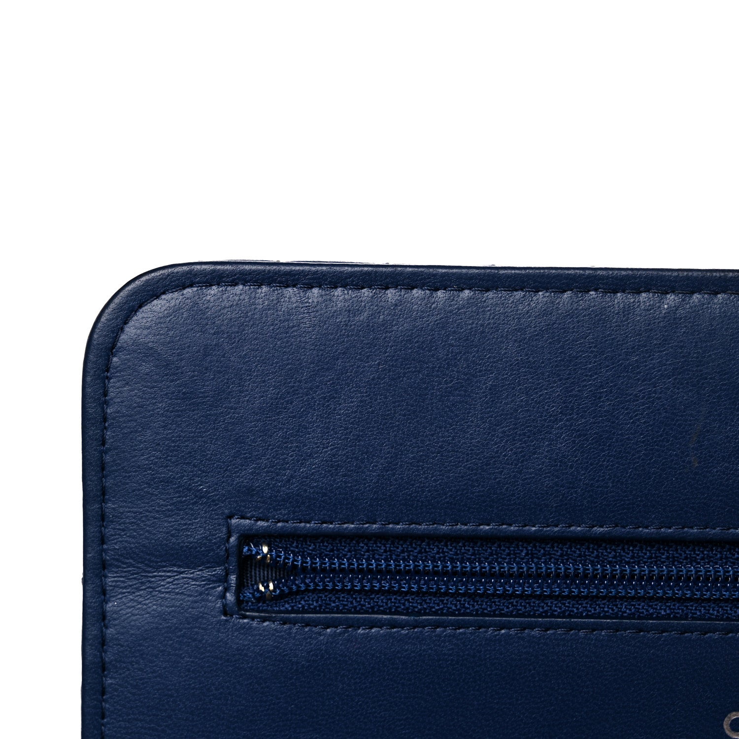 Chanel Lambskin Quilted CC Crossing Wallet On Chain WOC Blue 18 of 23