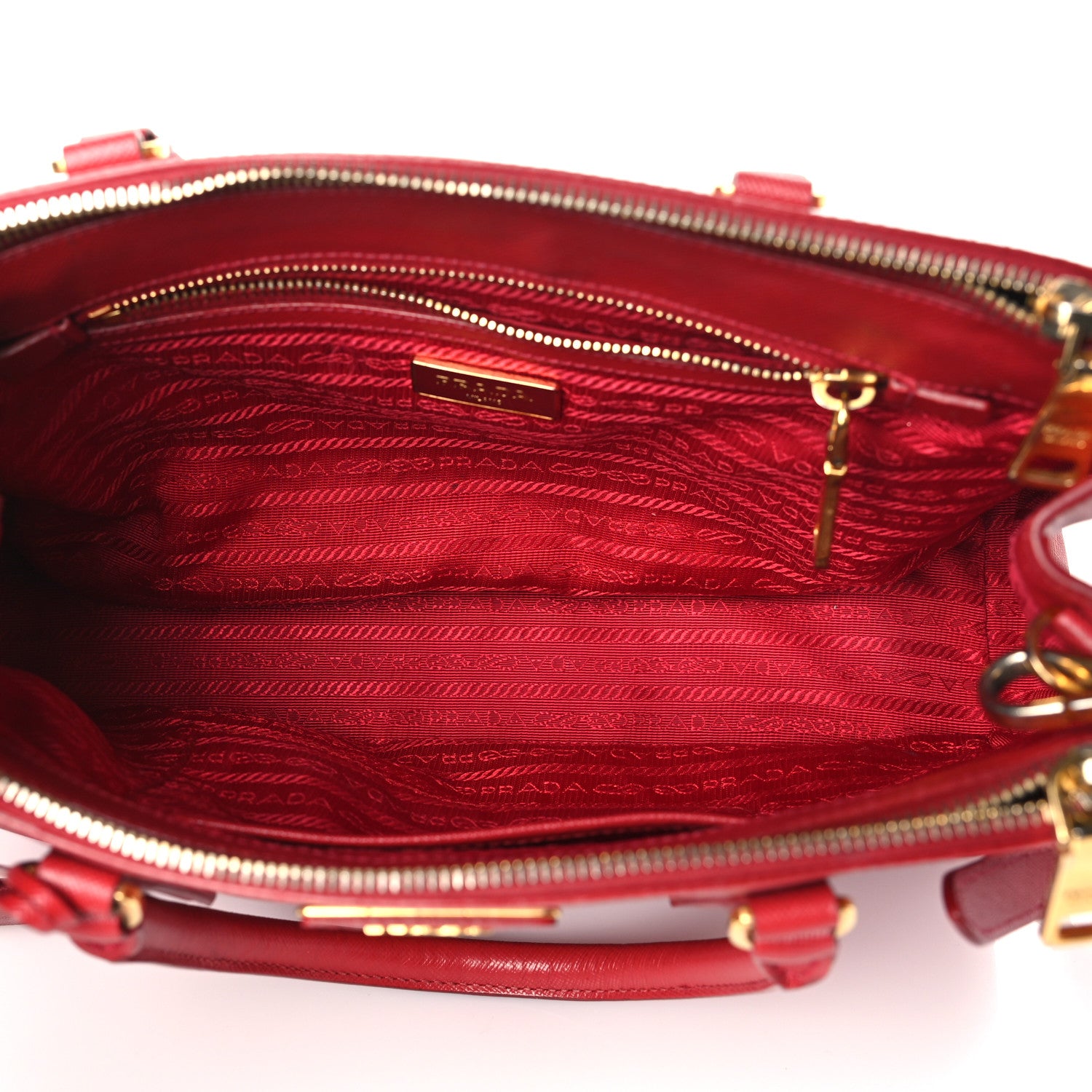 Prada Saffiano Small Galleria Double Zip Tote Fuoco 5 of 15