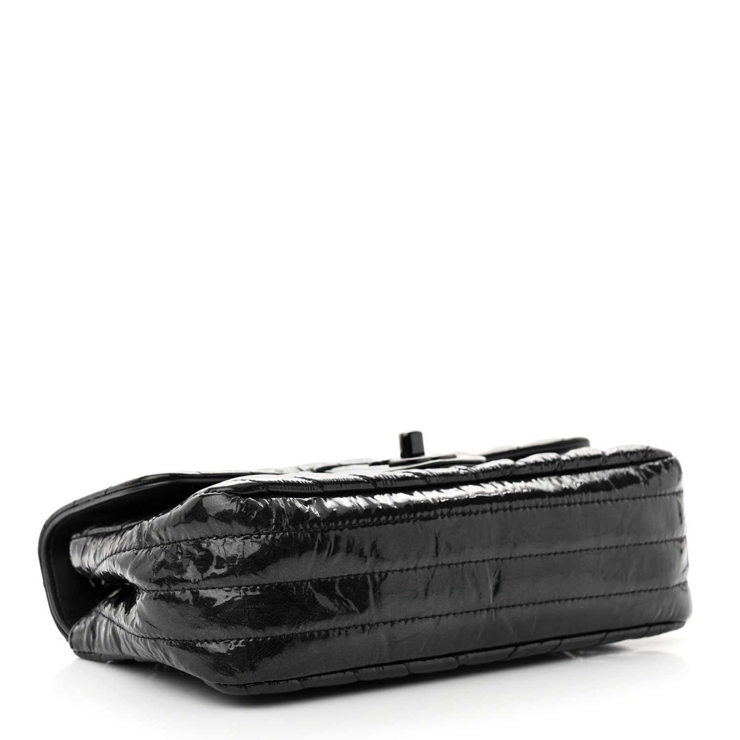 Chanel Patent Metallic Crumpled Calfskin Chevron Quilted Mini Rectangular Flap So Black 4 of 12