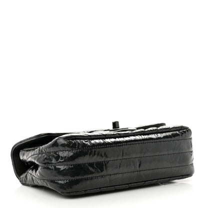 Chanel Patent Metallic Crumpled Calfskin Chevron Quilted Mini Rectangular Flap So Black 4 of 12