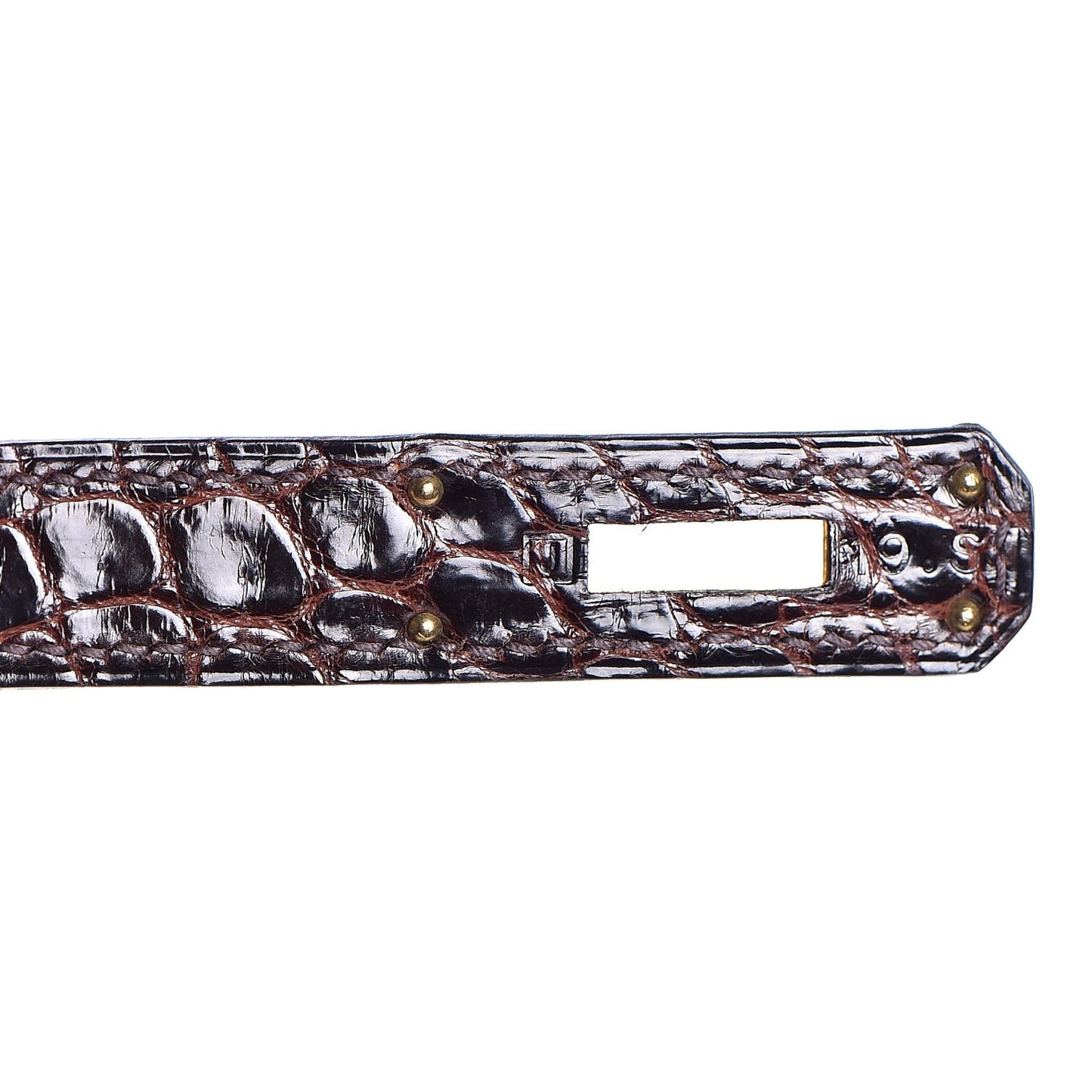 Shiny Porosus Crocodile Kelly Sellier 35 Havane