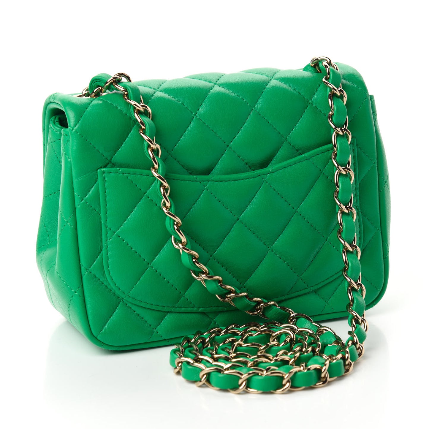 Lambskin Quilted Mini Square Flap Green