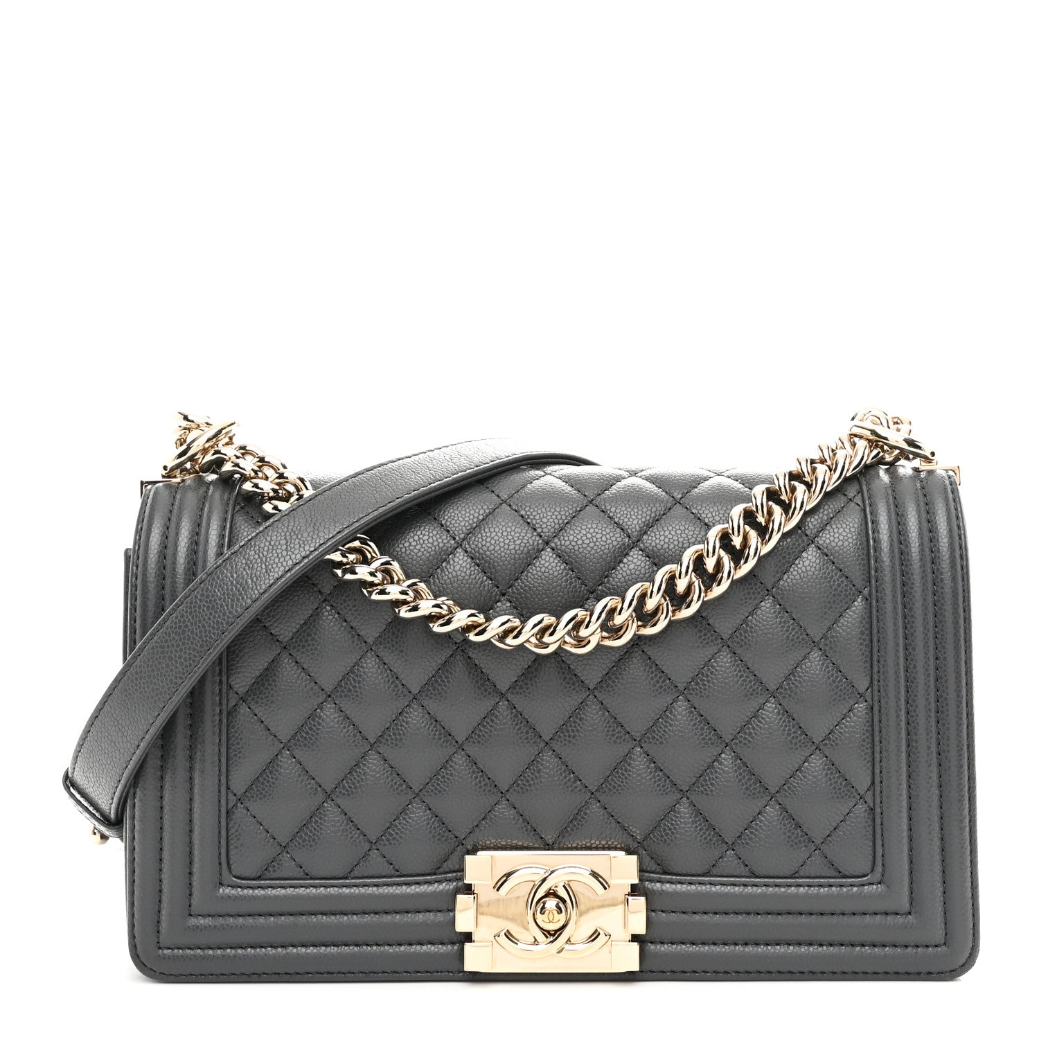 Chanel Caviar Quilted Medium Boy Flap Dark Grey 1 of 10