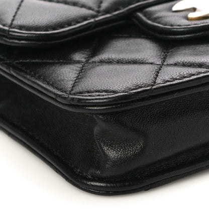 Chanel Lambskin Quilted Top Handle Flap Coin Purse With Chain Black 10 of 12