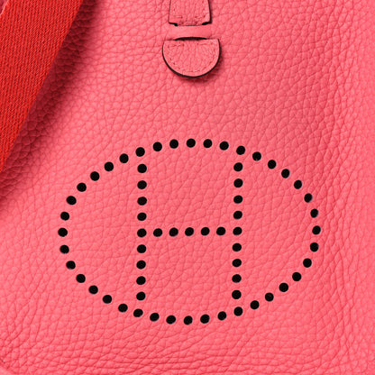 Hermes Taurillon Clemence Amazone Evelyne TPM Rose Azalee Rouge Pivoine 8 of 11