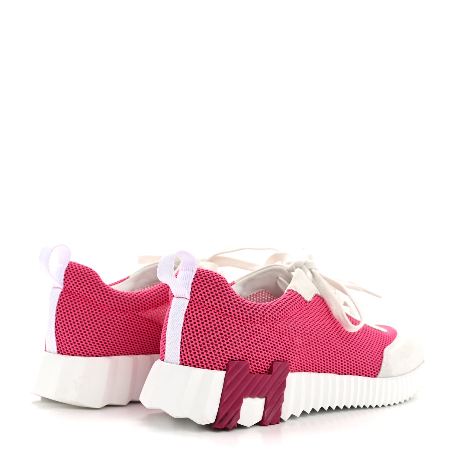 Hermes Air Mesh Suede Goatskin Bouncing Sneakers 39 Rose Vinicunca White 5 of 10