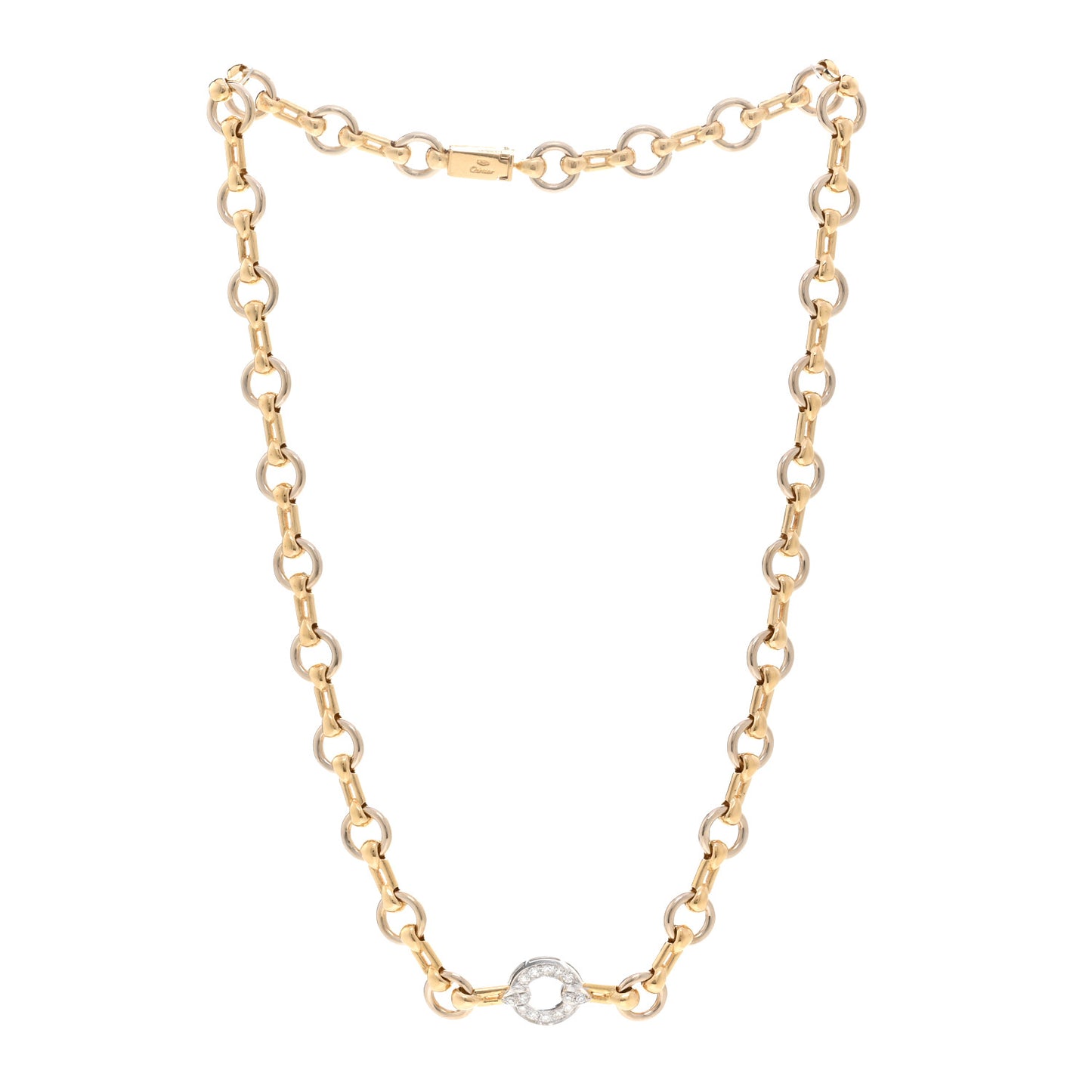 18K Yellow White Gold Diamond Link Necklace