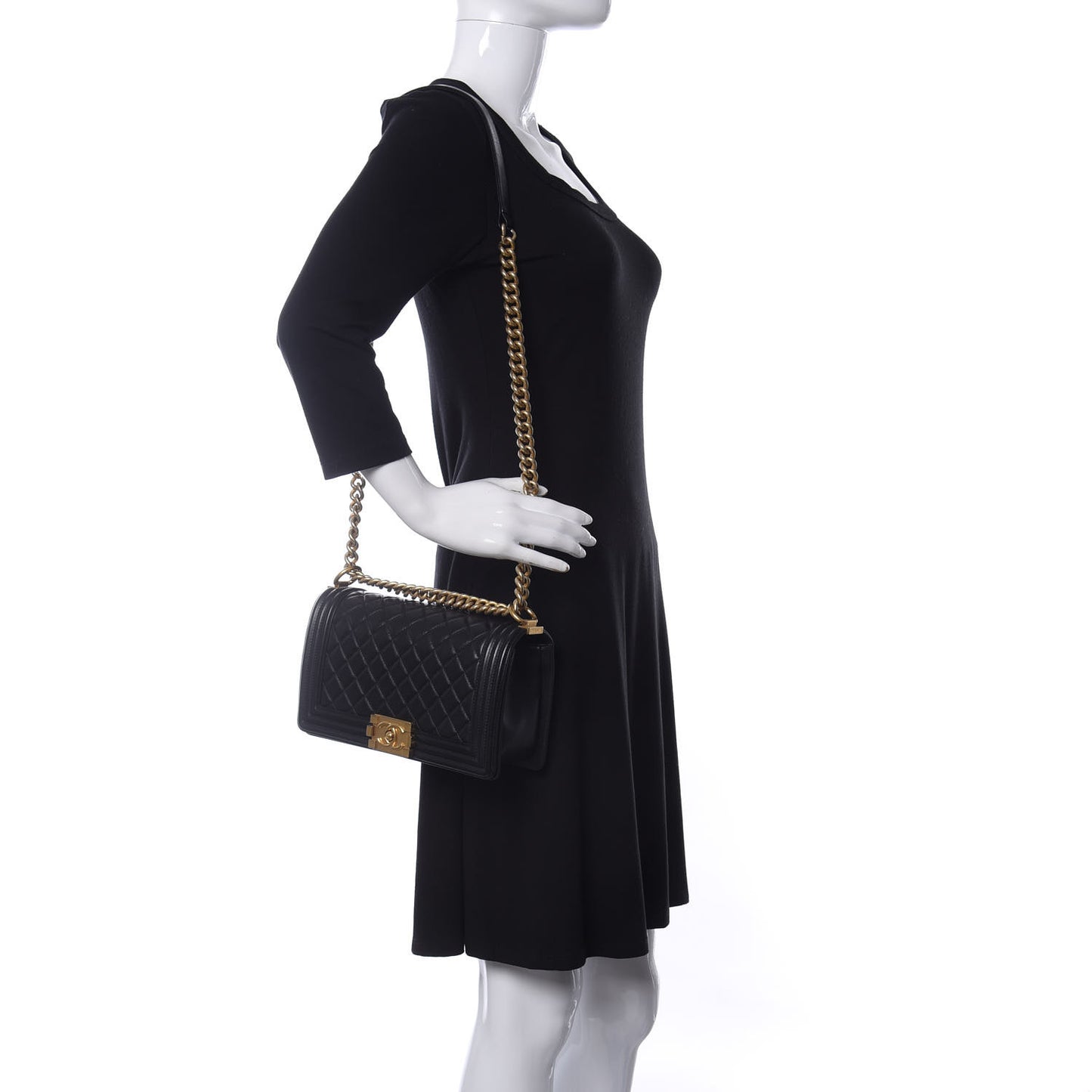 Calfskin Quilted Medium Boy Flap Black