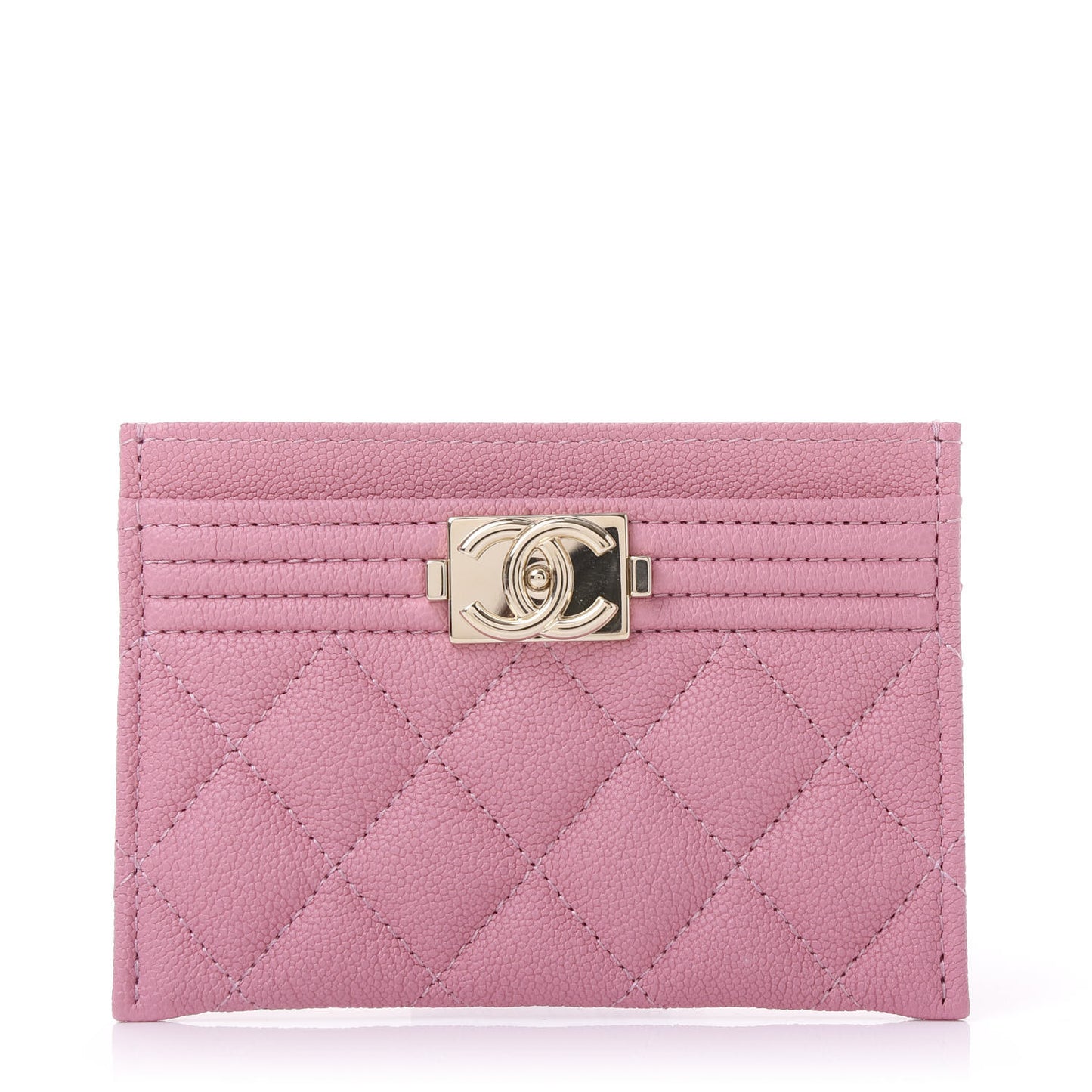 Caviar Quilted Boy Card Holder Light Pink