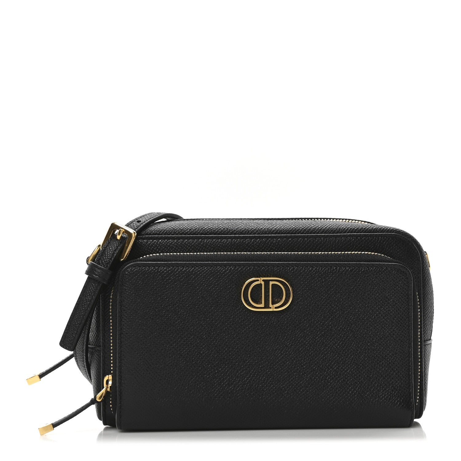 Christian Dior Grained Calfskin Caro Double Pouch Black 1 of 9
