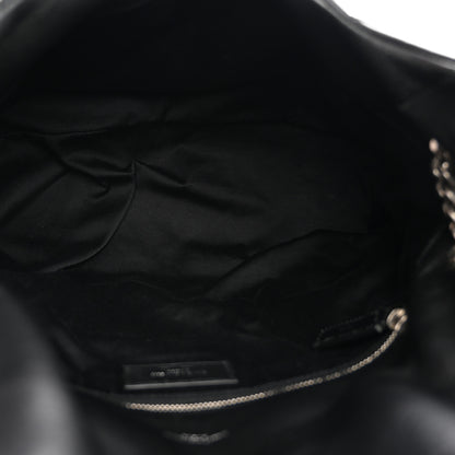 Saint Laurent Lambskin Quilted Medium Loulou Puffer Monogram Chain Satchel Black 5 of 11