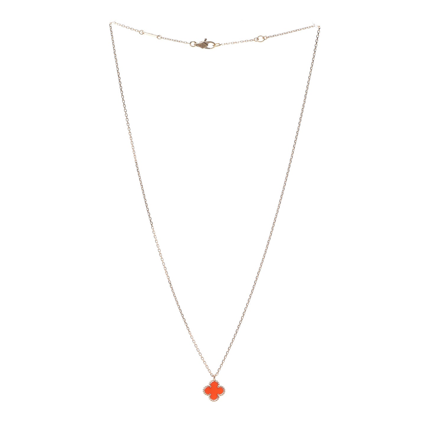 18K Rose Gold Carnelian Sweet Alhambra Pendant Necklace