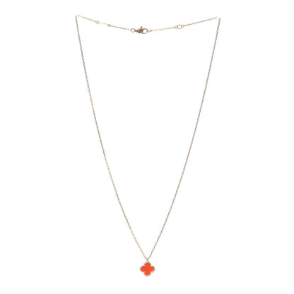 Van Cleef & Arpels 18K Rose Gold Carnelian Sweet Alhambra Pendant Necklace 3 of 8